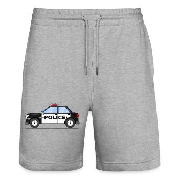 Police Black and White - Stanley/Stella Trainer Unisex Organic Jogging Shorts - heather grey - Front - Nik (191cm) & Marisol (170cm)