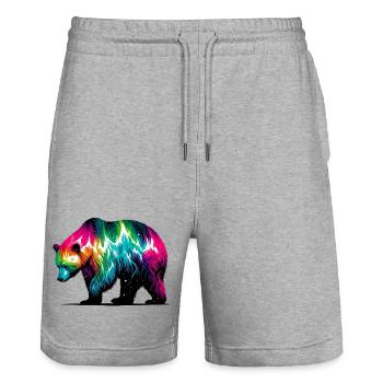 Bär - Stanley/Stella Unisex Bio Joggingshorts Trainer  - Grau meliert - Vorne - Nik (191cm) & Marisol (170cm)