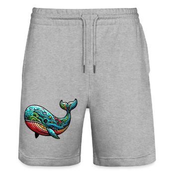 Wal - Stanley/Stella Unisex Bio Joggingshorts Trainer  - Grau meliert - Vorne - Nik (191cm) & Marisol (170cm)
