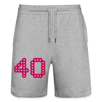 40. 40 ANS. 40e ANNIVERSAIRE. ANNIVERSAIRE 40 ANS. - Short de jogging bio TRAINER Stanley/Stella unisexe - gris chiné - Devant - Nik (191cm) & Marisol (170cm)