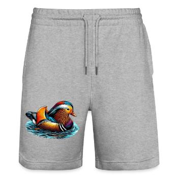 Mandarin duck - Stanley/Stella Trainer Unisex Organic Jogging Shorts - heather grey - Front - Nik (191cm) & Marisol (170cm)