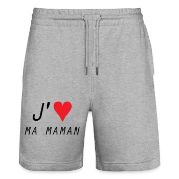 J'aime ma maman - Fête des Mères - Short de jogging bio TRAINER Stanley/Stella unisexe - gris chiné - Devant - Nik (191cm) & Marisol (170cm)