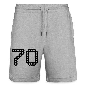 70. 70 JAHRE. 70-JÄHRIGES JUBILÄUM. 70-JÄHRIGES JUBILÄUM. - Stanley/Stella Unisex Bio Joggingshorts Trainer  - Grau meliert - Vorne - Nik (191cm) & Marisol (170cm)
