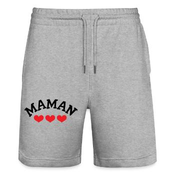 Mama / Muttertag - Stanley/Stella Unisex Bio Joggingshorts Trainer  - Grau meliert - Vorne - Nik (191cm) & Marisol (170cm)