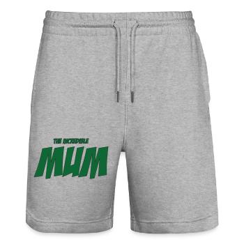 The Incredible Mom / Mother's Day - Stanley/Stella Trainer Unisex Organic Jogging Shorts - heather grey - Front - Nik (191cm) & Marisol (170cm)