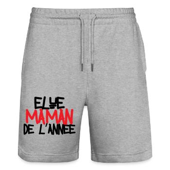 élue Maman de l'année - fête des mères - Short de jogging bio TRAINER Stanley/Stella unisexe - gris chiné - Devant - Nik (191cm) & Marisol (170cm)