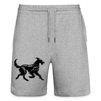 Scottish Deerhound - Stanley/Stella Trainer Unisex Organic Jogging Shorts - heather grey - Front - Nik (191cm) & Marisol (170cm)