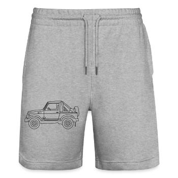 Contour voiture 4X4 - Short de jogging bio TRAINER Stanley/Stella unisexe - gris chiné - Devant - Nik (191cm) & Marisol (170cm)