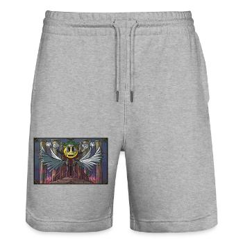 Throne of Chaos - Cartoon Royalty - Stanley/Stella Trainer Unisex Organic Jogging Shorts - heather grey - Front - Nik (191cm) & Marisol (170cm)