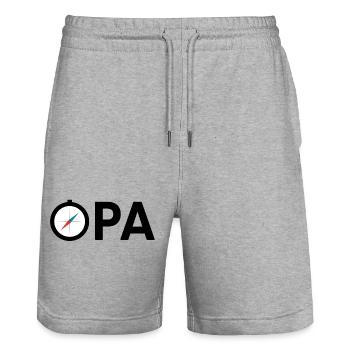 Opa Großvater Kompass Expedition Geschenkidee - Stanley/Stella Unisex Bio Joggingshorts Trainer  - Grau meliert - Vorne - Nik (191cm) & Marisol (170cm)
