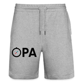 Opa Großvater Kompass Expedition Geschenkidee - Stanley/Stella Unisex Bio Joggingshorts Trainer  - Grau meliert - Vorne - Nik (191cm) & Marisol (170cm)