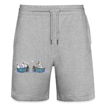 Möwen Boot Seemänner Liebe Seevögel Valentin - Stanley/Stella Unisex Bio Joggingshorts Trainer  - Grau meliert - Vorne - Nik (191cm) & Marisol (170cm)