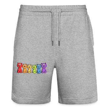 Cats, Family, Cat Lover, Cat, Rainbow - Stanley/Stella Trainer Unisex Organic Jogging Shorts - heather grey - Front - Nik (191cm) & Marisol (170cm)