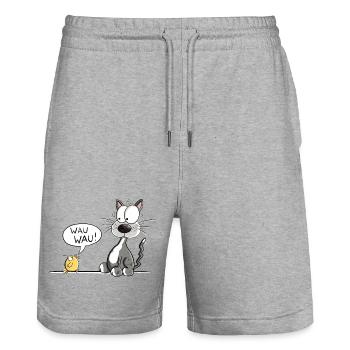 Katze Und Vogel Kommunikation Fremdsprache - Stanley/Stella Unisex Bio Joggingshorts Trainer  - Grau meliert - Vorne - Nik (191cm) & Marisol (170cm)