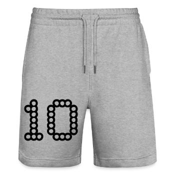 10. 10 JAHRE. 10-JÄHRIGES JUBILÄUM. 10-JÄHRIGES JUBILÄUM. - Stanley/Stella Unisex Bio Joggingshorts Trainer  - Grau meliert - Vorne - Nik (191cm) & Marisol (170cm)