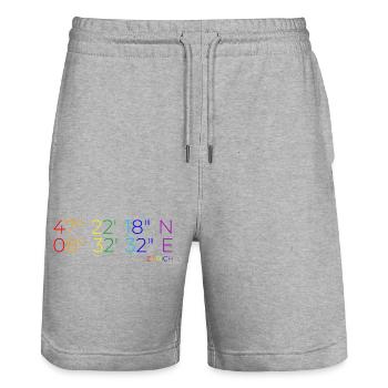 Coordonnées de la Pride Zurich - Short de jogging bio TRAINER Stanley/Stella unisexe - gris chiné - Devant - Nik (191cm) & Marisol (170cm)