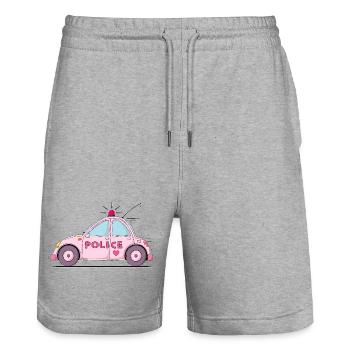 Police Car Police Pink - Stanley/Stella Trainer Unisex Organic Jogging Shorts - heather grey - Front - Nik (191cm) & Marisol (170cm)
