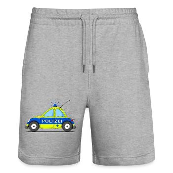 Voiture de police Bleu Jaune - Short de jogging bio TRAINER Stanley/Stella unisexe - gris chiné - Devant - Nik (191cm) & Marisol (170cm)