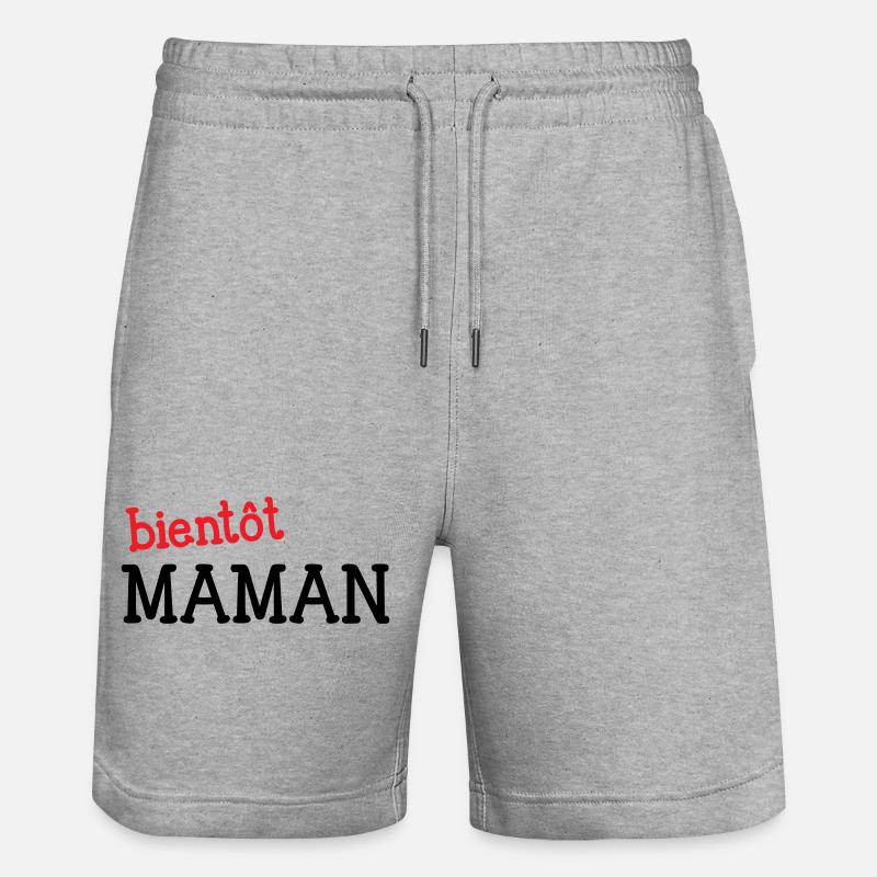 bientôt Maman ! Cadeau de grossesse - Short de jogging bio TRAINER Stanley/Stella unisexe - gris chiné