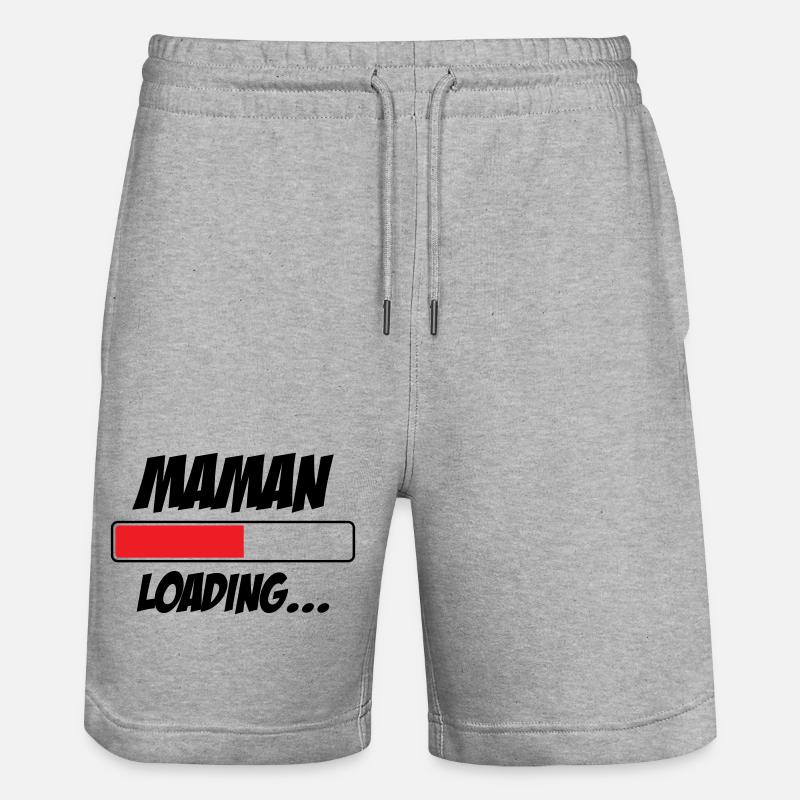Mama lädt... Bitte warten - Werdende Mutter - Stanley/Stella Unisex Bio Joggingshorts Trainer  - Grau meliert