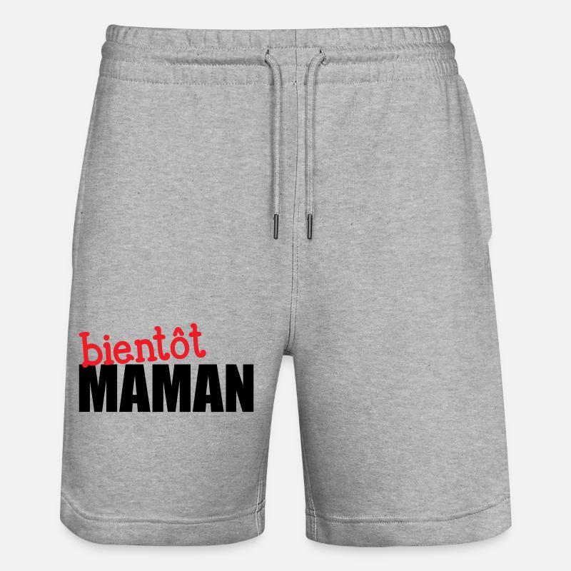 bientôt Maman ! Cadeau de grossesse - Short de jogging bio TRAINER Stanley/Stella unisexe - gris chiné