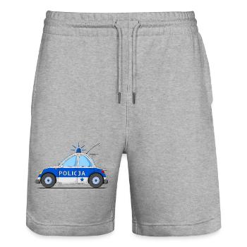 Voiture de police Policja Bleu - Short de jogging bio TRAINER Stanley/Stella unisexe - gris chiné - Devant - Nik (191cm) & Marisol (170cm)