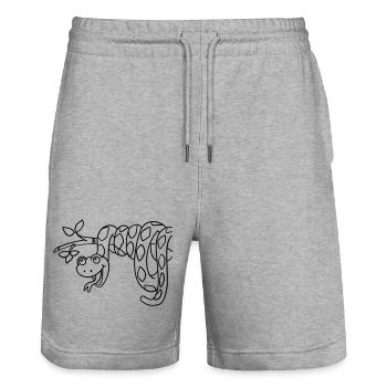 Snake Kawaii coloring page hand-illustrated - Stanley/Stella Trainer Unisex Organic Jogging Shorts - heather grey - Front - Nik (191cm) & Marisol (170cm)