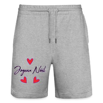 WEIHNACHTEN. FROHE WEIHNACHTEN. FROHE WEIHNACHTEN. NEUJAHRSTAG - Stanley/Stella Unisex Bio Joggingshorts Trainer  - Grau meliert - Vorne - Nik (191cm) & Marisol (170cm)