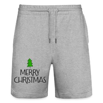 Merry Christmas with Christmas tree - Stanley/Stella Trainer Unisex Organic Jogging Shorts - heather grey - Front - Nik (191cm) & Marisol (170cm)