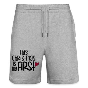 Premier Noël - Short de jogging bio TRAINER Stanley/Stella unisexe - gris chiné - Devant - Nik (191cm) & Marisol (170cm)