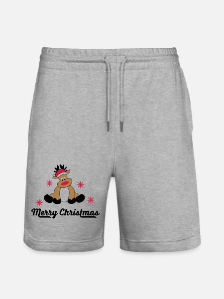 Merry Christmas Greetings - Stanley/Stella Trainer Unisex Organic Jogging Shorts - heather grey