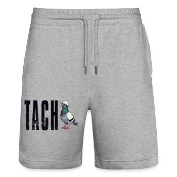 T-Shirt Ruhrpott Tach Dialekt Taube Ruhrgebiet - Stanley/Stella Unisex Bio Joggingshorts Trainer  - Grau meliert - Vorne - Nik (191cm) & Marisol (170cm)