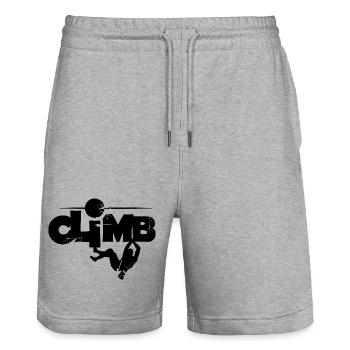 klettern Berge bouldern Symbol Kletterverein Fels - Stanley/Stella Unisex Bio Joggingshorts Trainer  - Grau meliert - Vorne - Nik (191cm) & Marisol (170cm)