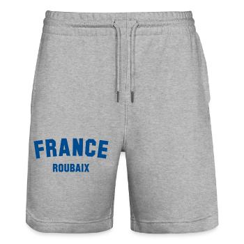 ROUBAIX France Frankreich - Stanley/Stella Trainer Unisex Organic Jogging Shorts - heather grey - Front - Nik (191cm) & Marisol (170cm)