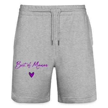 MOTHER'S DAY. HEART. HAPPY BIRTHDAY. MOM - Stanley/Stella Trainer Unisex Organic Jogging Shorts - heather grey - Front - Nik (191cm) & Marisol (170cm)