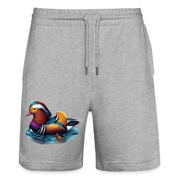Mandarin duck - Stanley/Stella Trainer Unisex Organic Jogging Shorts - heather grey - Front - Nik (191cm) & Marisol (170cm)