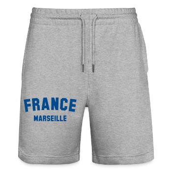 MARSEILLE France Frankreich - Stanley/Stella Trainer Unisex Organic Jogging Shorts - heather grey - Front - Nik (191cm) & Marisol (170cm)