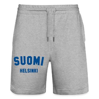 HELSINKI Suomi Finnland - Stanley/Stella Unisex Bio Joggingshorts Trainer  - Grau meliert - Vorne - Nik (191cm) & Marisol (170cm)