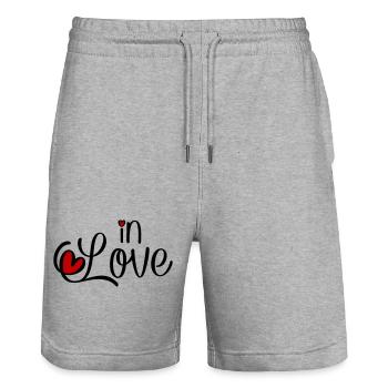 In love - Stanley/Stella Trainer Unisex Organic Jogging Shorts - heather grey - Front - Nik (191cm) & Marisol (170cm)