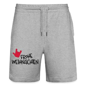 Merry Christmas - Stanley/Stella Trainer Unisex Organic Jogging Shorts - heather grey - Front - Nik (191cm) & Marisol (170cm)