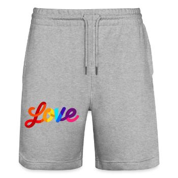 Colorful Love Lettering Design - Stanley/Stella Trainer Unisex Organic Jogging Shorts - heather grey - Front - Nik (191cm) & Marisol (170cm)