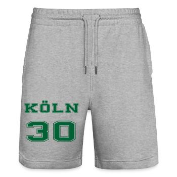 Köln 30 Vintage Varsity - Stanley/Stella Unisex Bio Joggingshorts Trainer  - Grau meliert - Vorne - Nik (191cm) & Marisol (170cm)