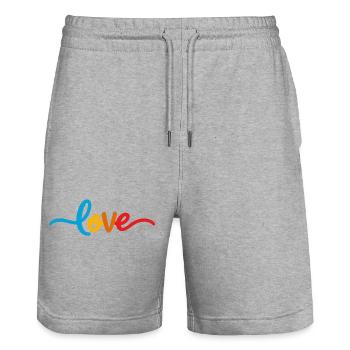 Herzliche Liebesbotschaft in Bunt - Stanley/Stella Unisex Bio Joggingshorts Trainer  - Grau meliert - Vorne - Nik (191cm) & Marisol (170cm)