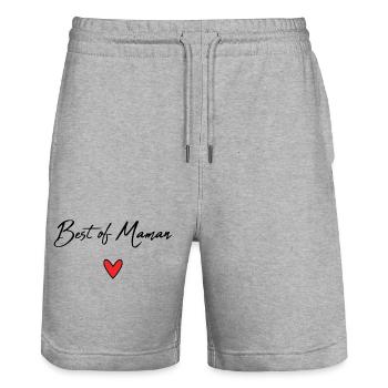 MOM. MOTHER'S DAY. HEART. FEAST. HAPPY BIRTHDAY - Stanley/Stella Trainer Unisex Organic Jogging Shorts - heather grey - Front - Nik (191cm) & Marisol (170cm)
