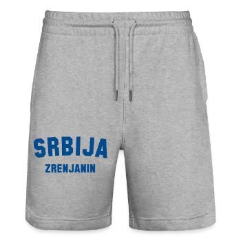 ZRENJANIN, Serbie, Serbie - Short de jogging bio TRAINER Stanley/Stella unisexe - gris chiné - Devant - Nik (191cm) & Marisol (170cm)