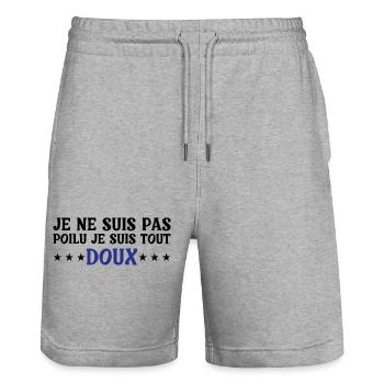 Ich bin nicht behaart, ich bin ganz WEICH - Stanley/Stella Unisex Bio Joggingshorts Trainer  - Grau meliert - Vorne - Nik (191cm) & Marisol (170cm)