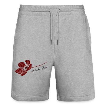 Je t’aime - Short de jogging bio TRAINER Stanley/Stella unisexe - gris chiné - Devant - Nik (191cm) & Marisol (170cm)