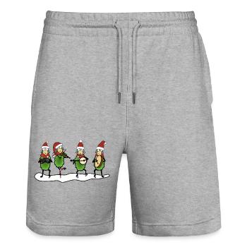 Christmas Folk Sheep - Stanley/Stella Trainer Unisex Organic Jogging Shorts - heather grey - Front - Nik (191cm) & Marisol (170cm)