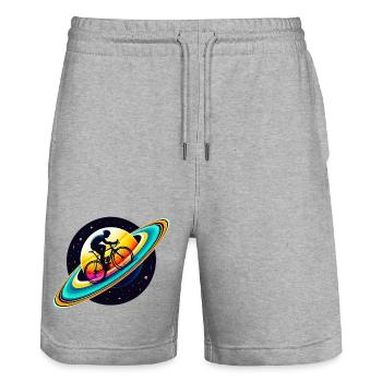 Cycliste sur Saturne - Short de jogging bio TRAINER Stanley/Stella unisexe - gris chiné - Devant - Nik (191cm) & Marisol (170cm)