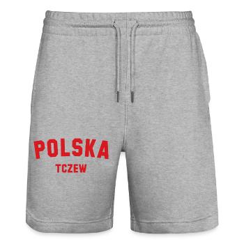 TCZEW Polska Polen - Stanley/Stella Unisex Bio Joggingshorts Trainer  - Grau meliert - Vorne - Nik (191cm) & Marisol (170cm)